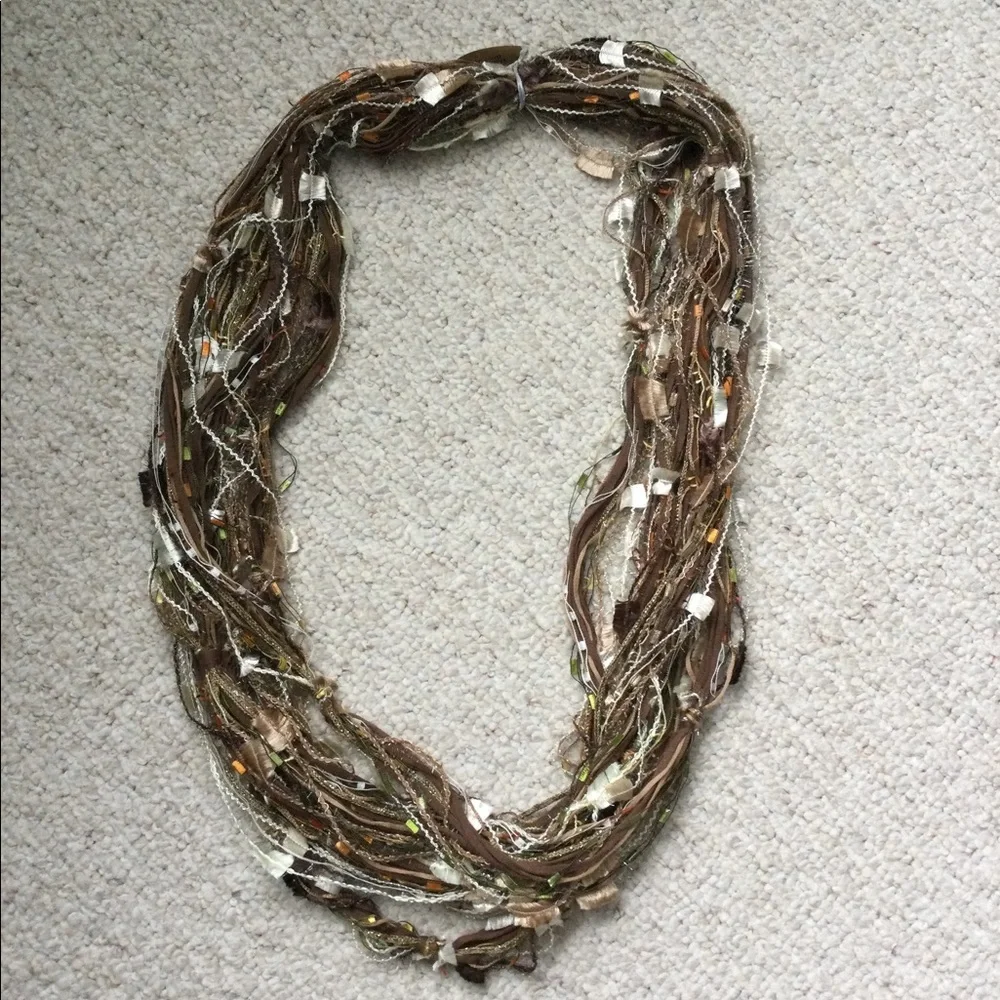 Infinity textile necklace/scarf Handmade in Greece Brown earth tones